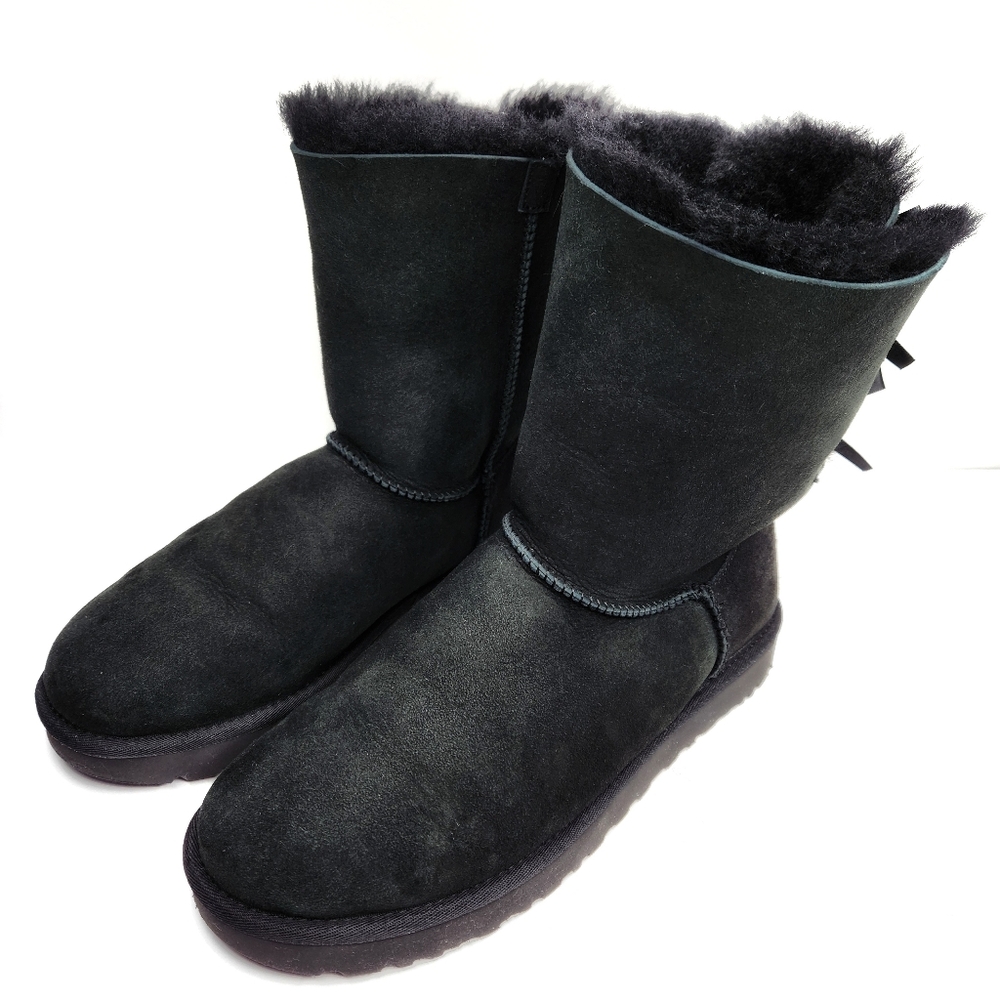UGG Bailey Bow II Black Shearling Womans 11 Boot